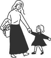 女性と子どもが手を繋いでいるアイコン
