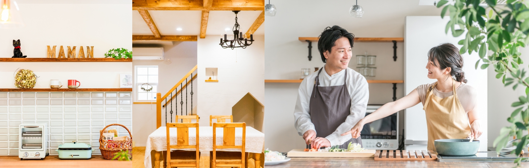 リビングの写真・男性と女性が料理をしている写真